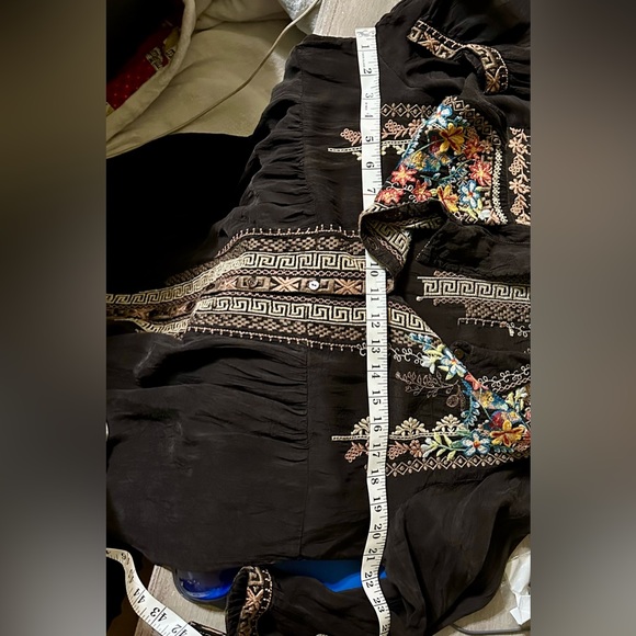 Johnny Was Dress Duster Cover up dark brown embroidered - Picture 4 of 16